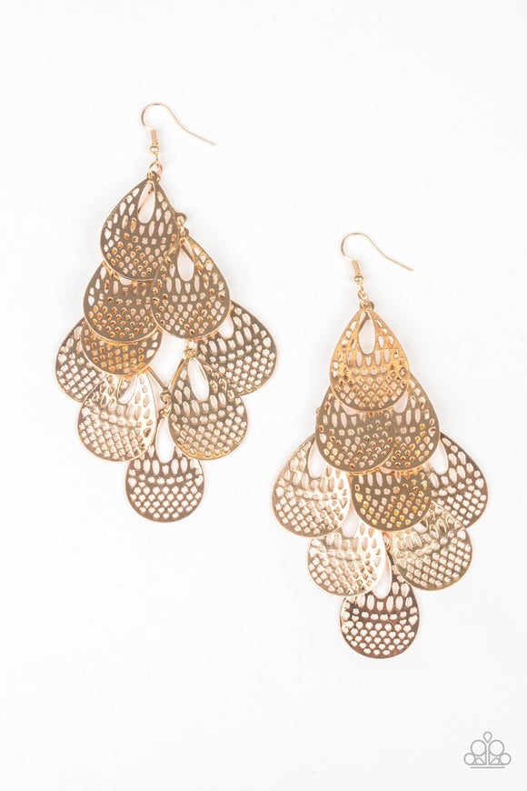 Lure Them In - Gold Fish Hook Earrings