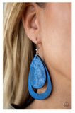 Fiery Firework - Blue Metallic Finish Leather Teardrop Fishhook Earrings