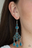 Royal Renovation - Blue Rhinestones in a Silver Teardrops Creating a Chandelier Fishhook Earrings