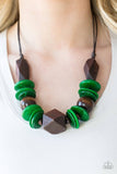 Pacific Paradise - Green/Brown Wooden Short Necklace