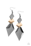 Danger Ahead - Multi/Gunmetal/Gold Also in Black/Gunmetal Kite Shaped Overlapping Fishhook Earrings