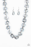 Fashionista Fever - Silver - Blue Hexagon-Like Acrylic Short Necklace