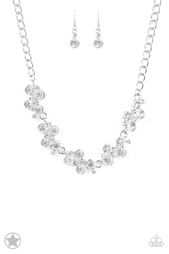 Hollywood Hills - White - Gold Chains White Rhinestones Short Necklace