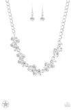 Hollywood Hills - White - Gold Chains White Rhinestones Short Necklace