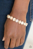 Dainty Queen - Rose Gold Textured Frames Encrusted White Rhinestones Stretchy Bracelet