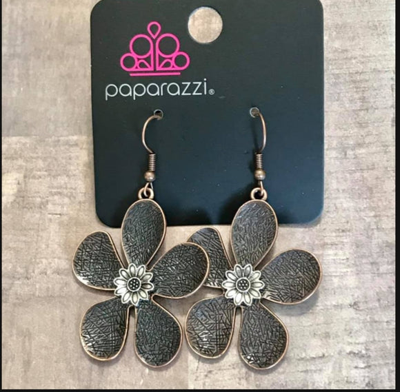 Fresh Florals - Copper Fish Hook Earrings. Fashion Fix Exclusive May 2021