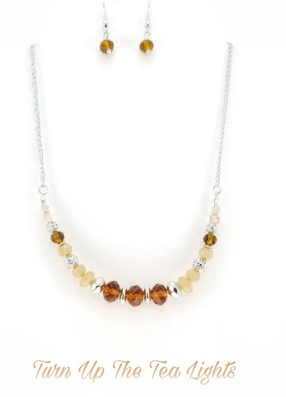 Turn Up The Tea Lights - Brown Short Necklace. Fashion Fix Exclusive Necklace Aug. 2021