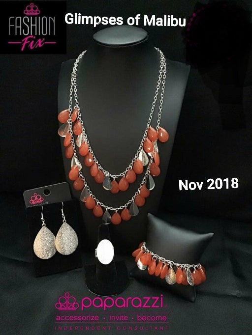 Glimpses of Malibu - Orange - Silver Complete Trend Blend Fashion Fix Set - Nov. 2018