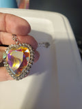 Prismatically Twitterpated - Multi Oil Spill Heart Long Necklace - LOP Exclusive June 2022