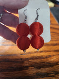 Handmade Threaded Balls - Red Double Threaded Balls Fishhook Earrings