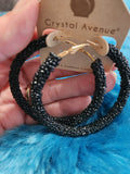 Crystal Avenue Earrings - Black Seed Bead Hoops