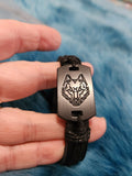 Wolf Urban Bracelet - Brown Leather Wolf Printed on a Flat Center Piece Urban Pull Tie Bracelet