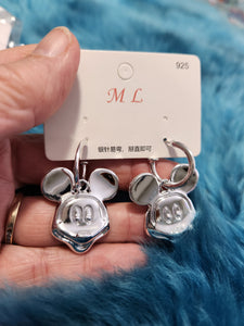 Mickey Mouse - Silver Mickey Mouse Hoop Earrings