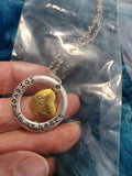 Full Circle Heart Necklace - Silver Ring "Forever in my Heart" Inspirational Gold Heart Short Necklace