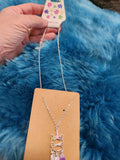 Kitty Cat - Multi Feathers Dangling from a Cats Face Short Necklace