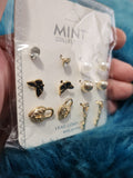 Assorted Earrings Pack - Red - Black - Blue Butterflies Gold Keys and Lock Other Brand Post