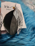 Fashion Jewlery - Black Feathers Silver Wings Fishhook Earrings