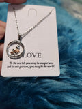 Love - Silver Ring Stamped "I Love You Forever" Inspirational Short Necklace