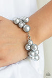 Girls in Pearls - Silver - White Clusters of Oversized Pearls Clasp Bracelet