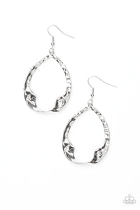 Twist Me Round - Silver - Copper Hammered Twisting Teardrop Frame Fishhook Earrings