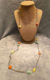 Pacific Piers - Multicolored - Green - Red Assorted Sizes Round and Teardrop Shapes Long Necklace