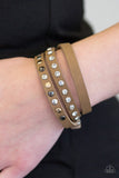 Catwalk Casual - Brown Double Snap Wrap Bracelet