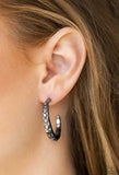 Welcome To Glam Town - Gold - Black/Gunmetal Hoop with Glassy Hematite Rhinestones Hoop Earrings