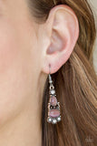 Push Your Luxe - Purple Teardrop and Oval Moonstone White Rhinestones Fishhook Earrings