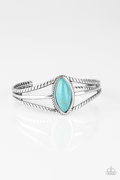 Western Wanderer - Blue/Turquoise Stone Silver Cuff Bracelet