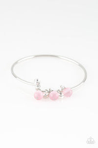 Marine Melody - Pink Glassy Cat's Eye Beads Hinged Bracelet