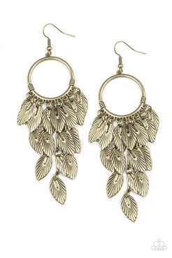 Feather Frenzy - Brass Life-Like Feathers Hoop Fishhook Earrings