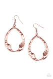 Twist Me Round - Silver - Copper Hammered Twisting Teardrop Frame Fishhook Earrings