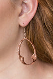 Twist Me Round - Silver - Copper Hammered Twisting Teardrop Frame Fishhook Earrings