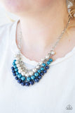 Run for the Heels - Blue Light and Dark Pearls Cascade Short Necklace