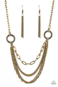 Chains of Command - Brass Hoops Mismatched Chains Short Necklace