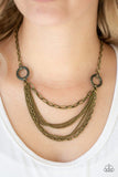 Chains of Command - Brass Hoops Mismatched Chains Short Necklace