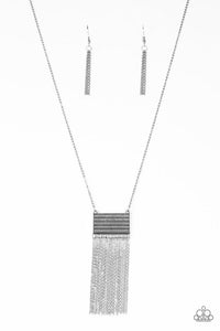 Totally Tassel - Silver - Copper Rectangular Frame Long Necklace