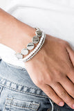 Beyond the Basics - Blue/Silver - White/Silver - Silver/Grey/ Silver - Orange Sea Beads and Silver Round Accents Stretchy Bracelet