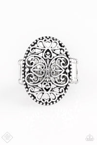 Wistful Wishes - Silver Heart Wide Band Ring. Fashion Fix Ring