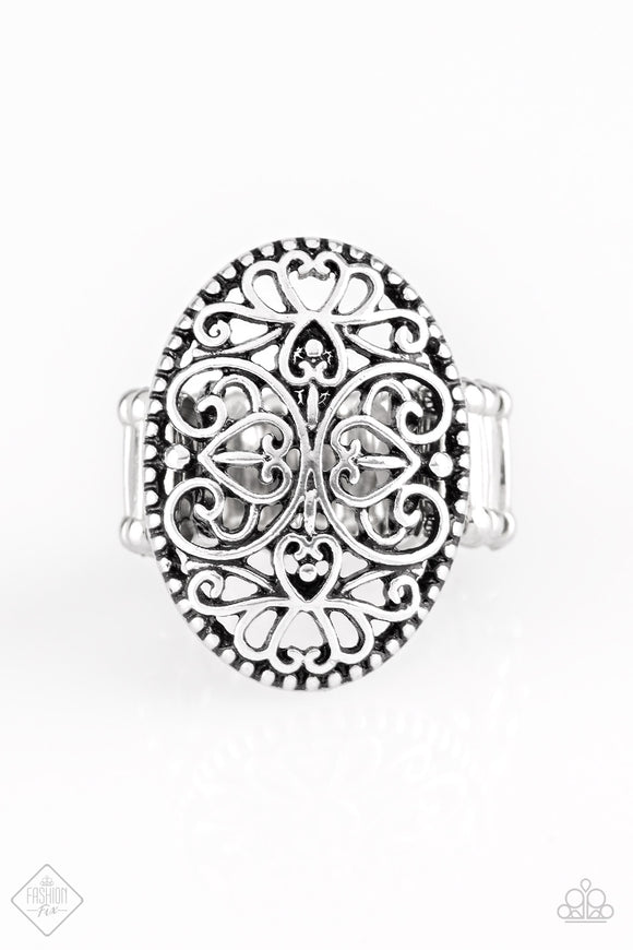 Wistful Wishes - Silver Heart Wide Band Ring. Fashion Fix Ring