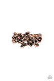 Stop and Smell the Flowers - Copper Leafy Flower Thin Band Ring