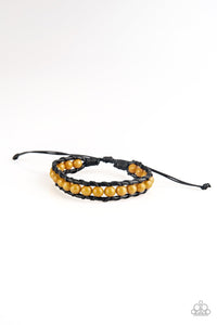 Rural Rover - Yellow - Brown Urban Wooden Beads Tie Bracelet
