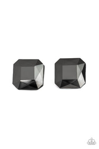 Show Glow - Black/Gunmetal Frame Hematite Gem Post Earrings