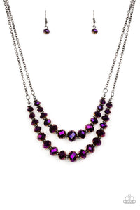 Strikingly Spellbinding - Purple Iridescent Short Necklace