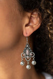 Southern Expressions - Silver - Yellow Stones Floral Stamped Discs Fishhook Earrings