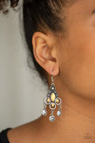 Southern Expressions - Silver - Yellow Stones Floral Stamped Discs Fishhook Earrings