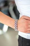 Vintage Venture - Purple - Pink Teardrop Beads into Silver Stretchy Bracelet