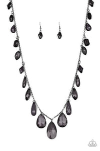 Glow and Steady Wins the Race - Green - Black Glassy and Cloudy Crystal-Like Beads Long Necklace