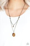 Time To Hit the ROAM - Orange - Brass Stone Long Necklace