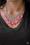 Spring Daydream - Pink -Red - Blue - Green - Multi Glassy Beads Short Necklace